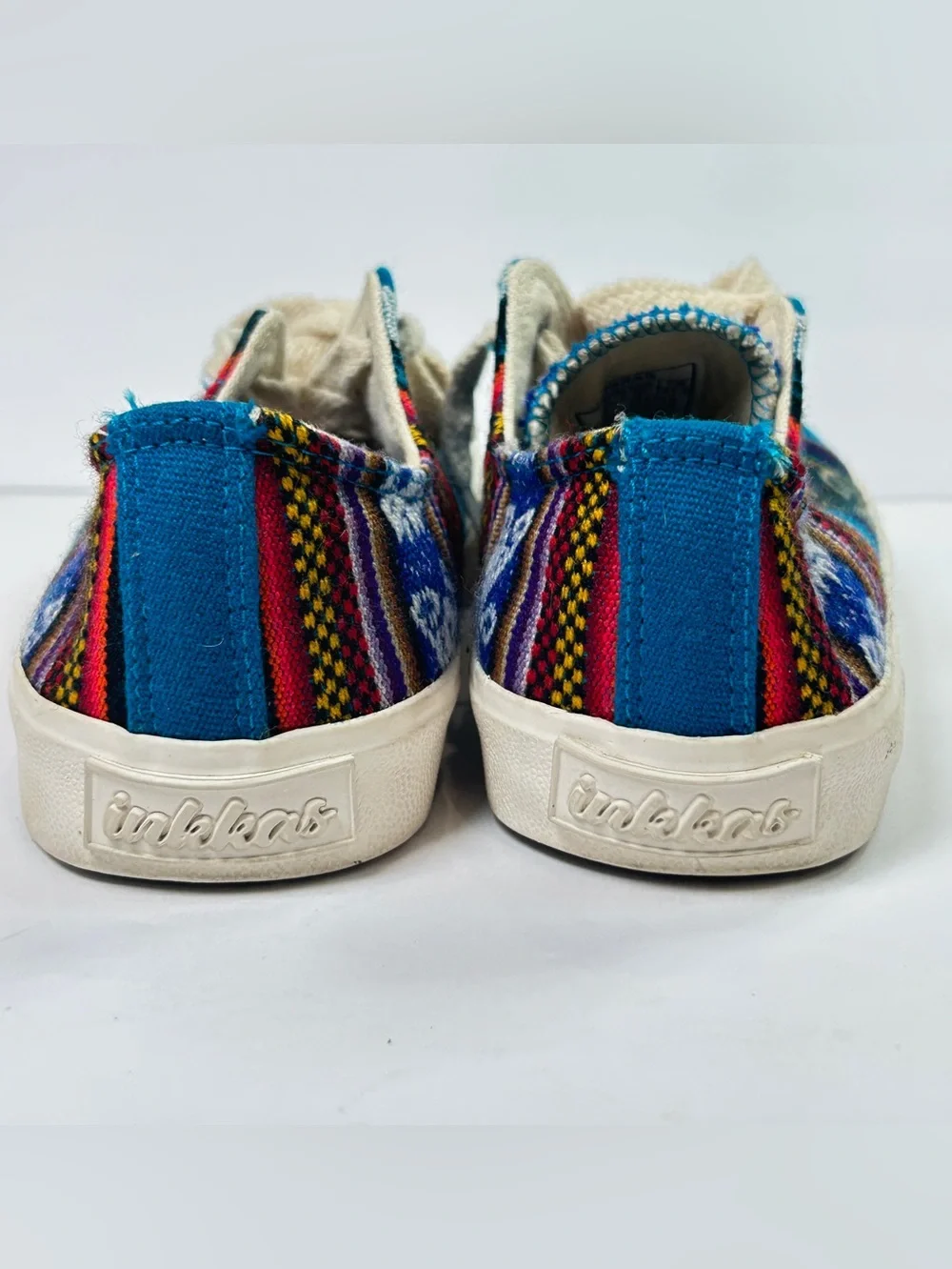 Inkkas Blue Multicolor Woven Tribal Low Top Sneakers Women’s 6 Men’s 4